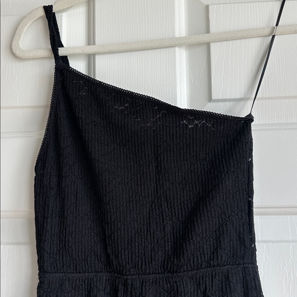 ZARA NWT Black One Shoulder Ribbed Knit Bodycon Romper Size S - Picture 3 of 11